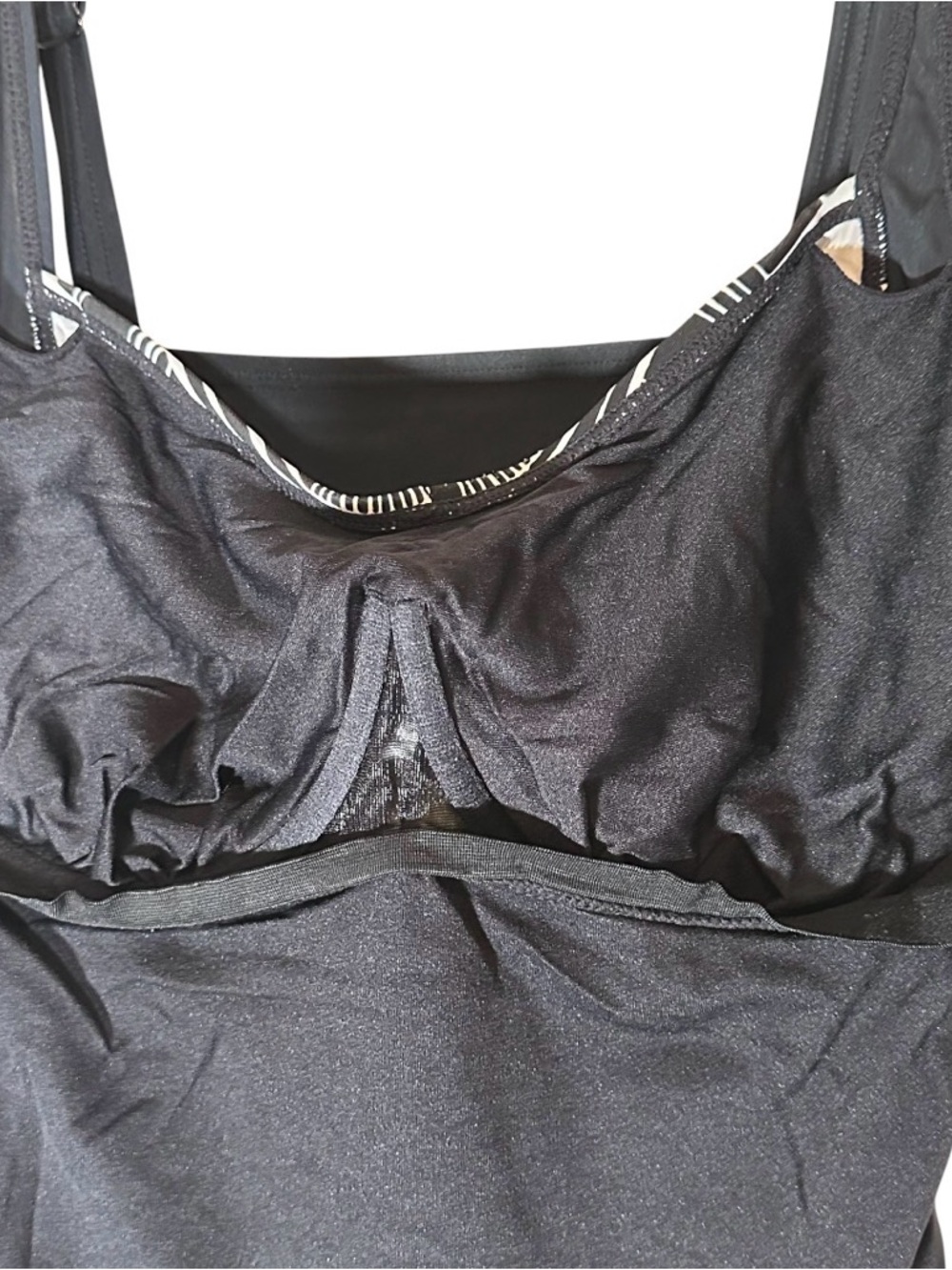 Croft and Barrow Black and White Tankini swimsuit swim top womens 14D bikini - Picture 6 of 11